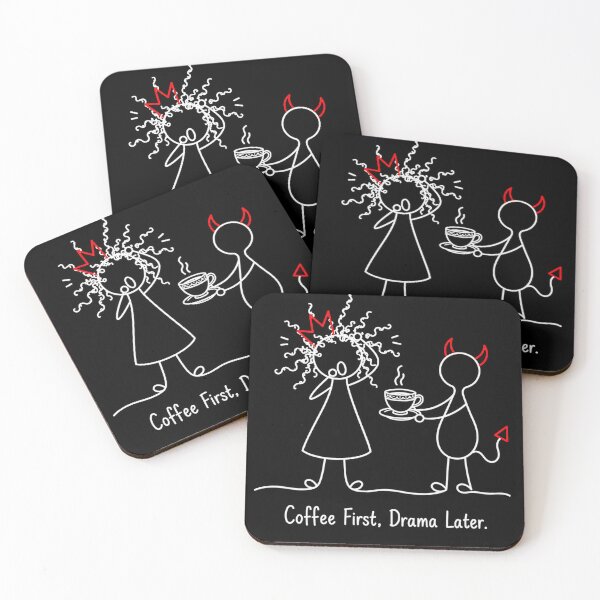 Item preview, Coffee First, Drama Later | Funny Coffee Lover Line Art designed and sold by byMosia.