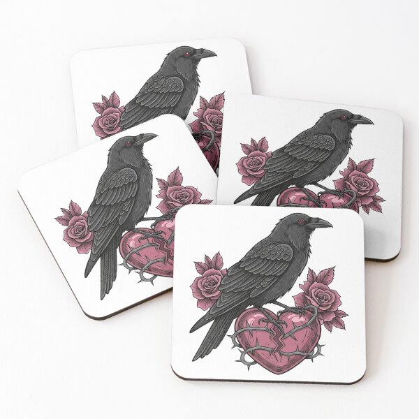 Item preview, Gothic Raven Broken Heart | Dark Romance Rose Tattoo Art designed and sold by PlumArtDesign.