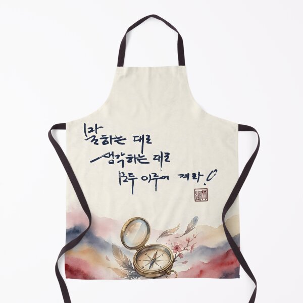 Item preview, Inspirational Korean Calligraphy Poster with Vintage Compass designed and sold by K-Brush.
