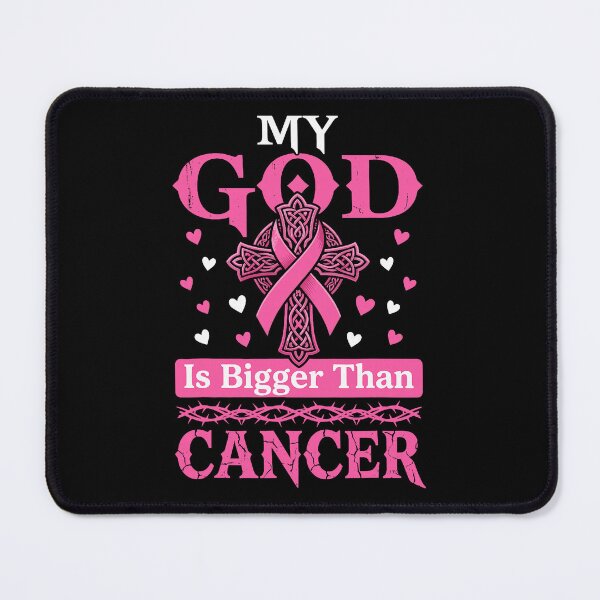 Item preview, My God Is Bigger Than Cancer Pink Ribbon Christian Cross designed and sold by cerima.