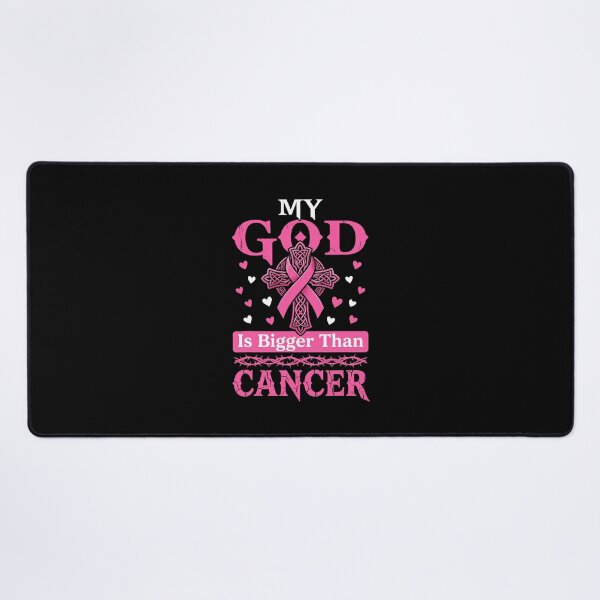 Item preview, My God Is Bigger Than Cancer Pink Ribbon Christian Cross designed and sold by cerima.