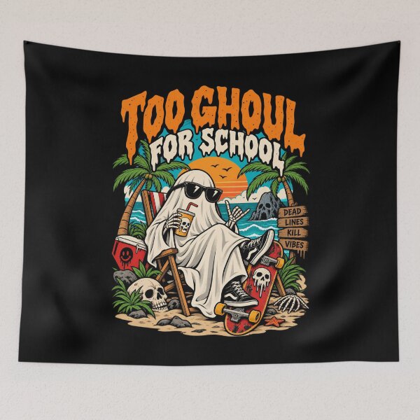 Item preview, Too Ghoul for School – Spooky Beach Ghost Skateboard designed and sold by SidTastic .