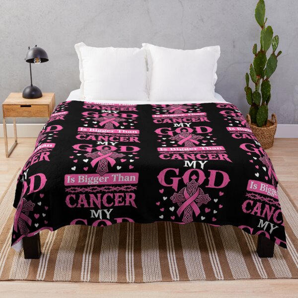 Item preview, My God Is Bigger Than Cancer Pink Ribbon Christian Cross designed and sold by cerima.