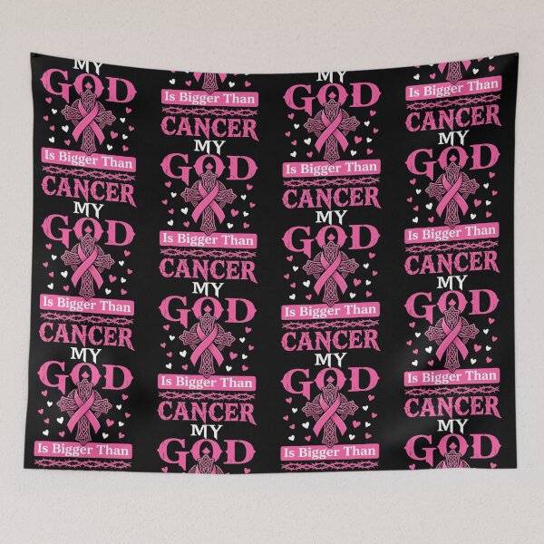 Item preview, My God Is Bigger Than Cancer Pink Ribbon Christian Cross designed and sold by cerima.