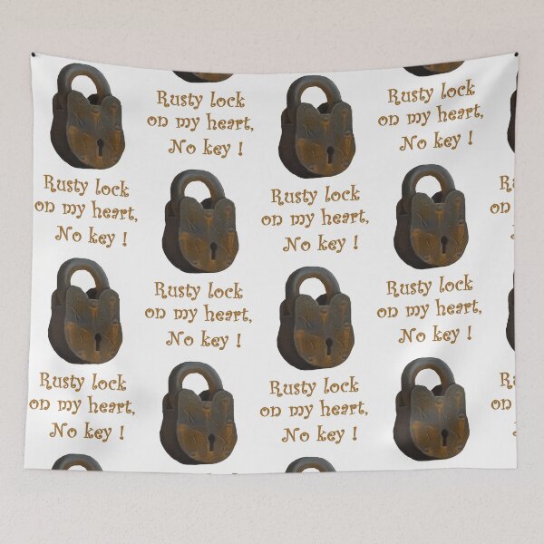 Item preview, Rusty Lock On My Heart, No Key - Vintage Padlock Illustration designed and sold by Tokraz-art.