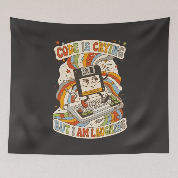 Item preview, Retro floppy disk with groovy computer keyboard - Dark Colors Edition designed and sold by Shyla Marsare.