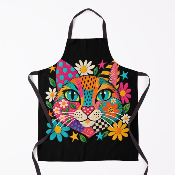 Item preview, Colorful Floral Cat Maximalist Folk Art Portrait designed and sold by AmiGraph.