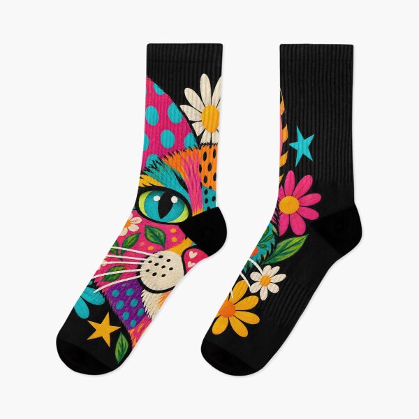 Item preview, Colorful Floral Cat Maximalist Folk Art Portrait designed and sold by AmiGraph.