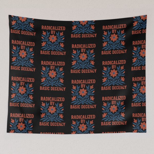 Item preview, Radicalized By Basic Decency Vintage Folk Art Floral Design designed and sold by JapanAnimeSH2.