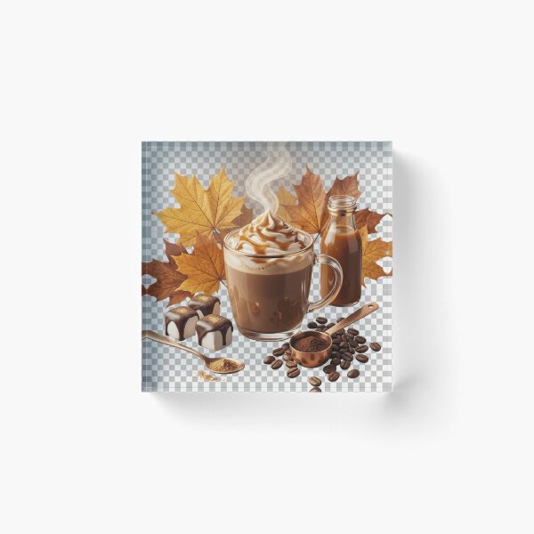 Item preview, Cozy Fall Coffee with Golden Maple Leaves designed and sold by hepopatterns.