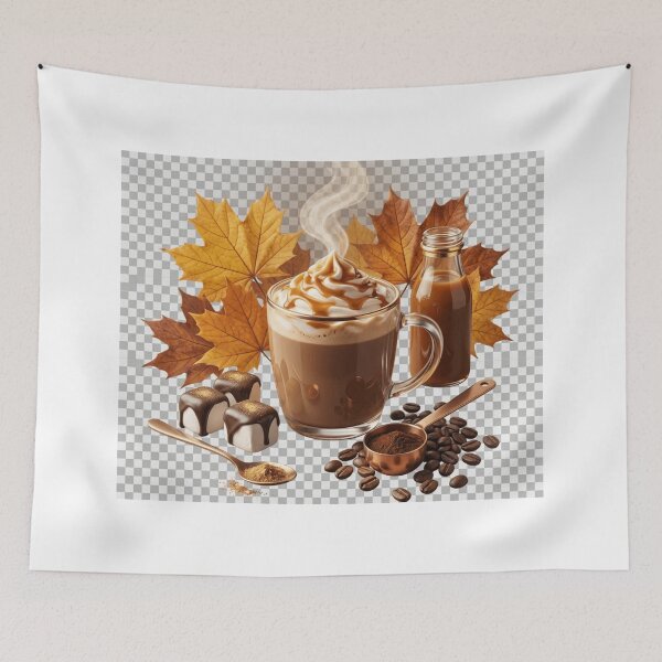 Item preview, Cozy Fall Coffee with Golden Maple Leaves designed and sold by hepopatterns.