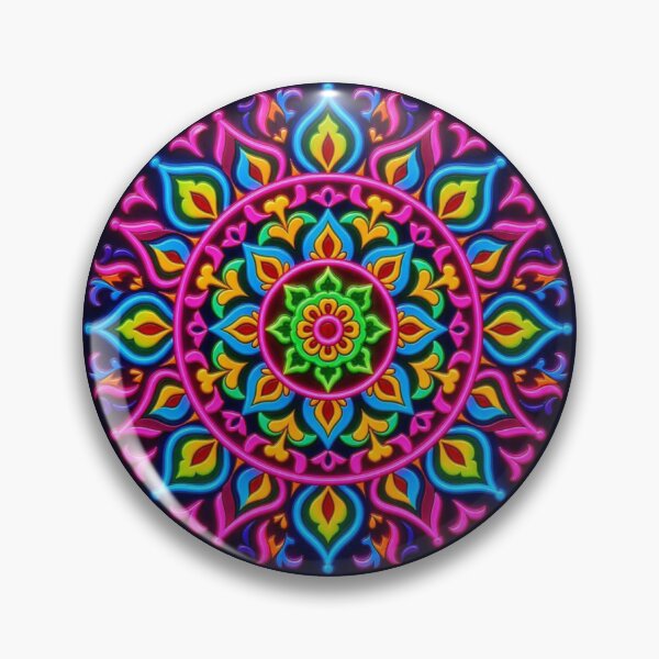Item preview, Psychedelic Neon Mandala Circular Art designed and sold by Breezes-of-Ida.