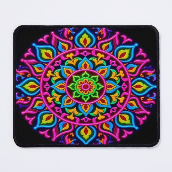 Item preview, Psychedelic Neon Mandala Circular Art designed and sold by Breezes-of-Ida.