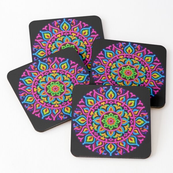 Item preview, Psychedelic Neon Mandala Circular Art designed and sold by Breezes-of-Ida.