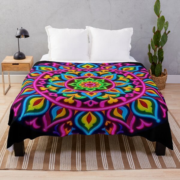 Item preview, Psychedelic Neon Mandala Circular Art designed and sold by Breezes-of-Ida.