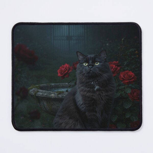 Item preview, Black Persian Cat Surrounded by Gothic Roses designed and sold by JanjjaSoulInk.