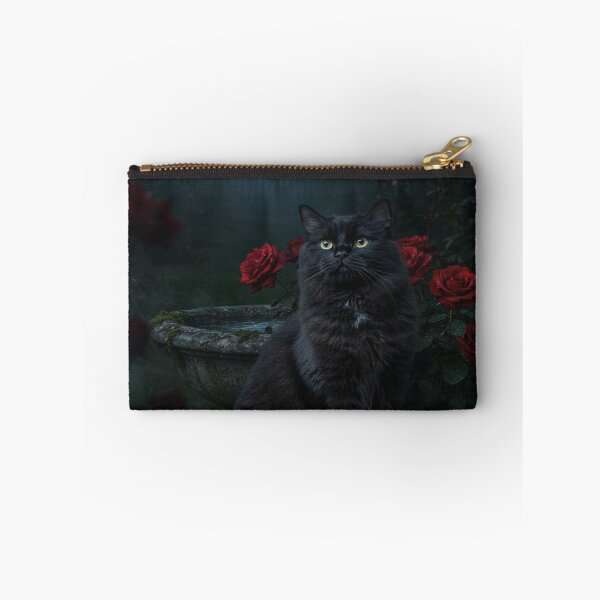 Item preview, Black Persian Cat Surrounded by Gothic Roses designed and sold by JanjjaSoulInk.