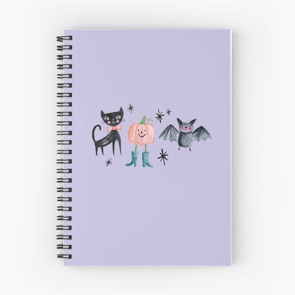 Item preview, Cute Watercolor Halloween Friends – Black Cat, Pink Pumpkin & Bat designed and sold by SunnyMamaShopp.