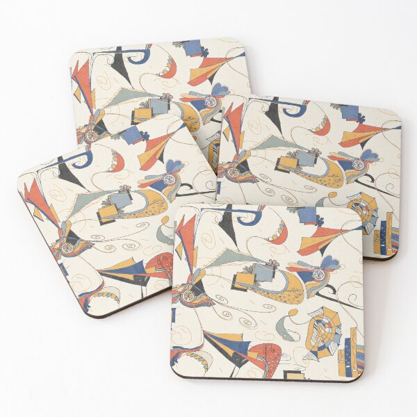 Item preview, Cobalt & Marigold Abstract Doodle Linen Texture Modernist Pattern designed and sold by FaireWaveArt.