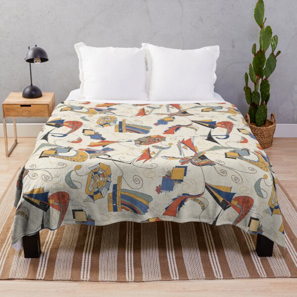 Item preview, Cobalt & Marigold Abstract Doodle Linen Texture Modernist Pattern designed and sold by FaireWaveArt.