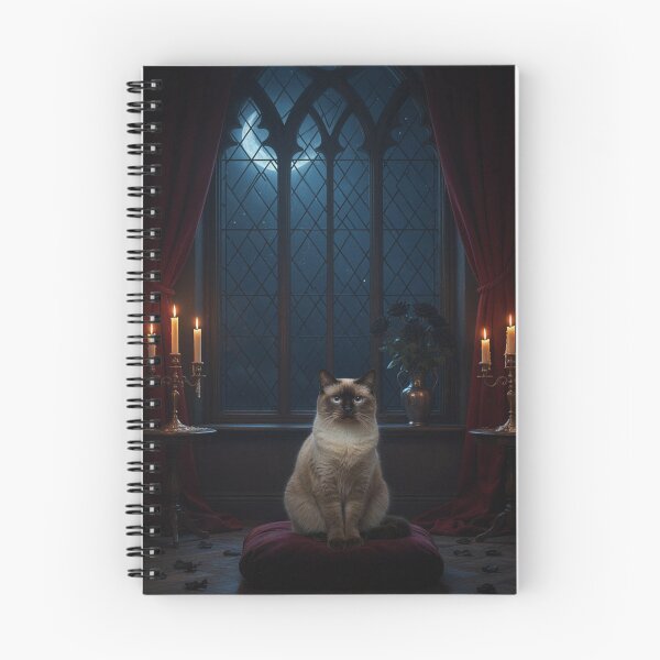 Item preview, Siamese Cat Beneath a Gothic Crescent Moon designed and sold by JanjjaSoulInk.