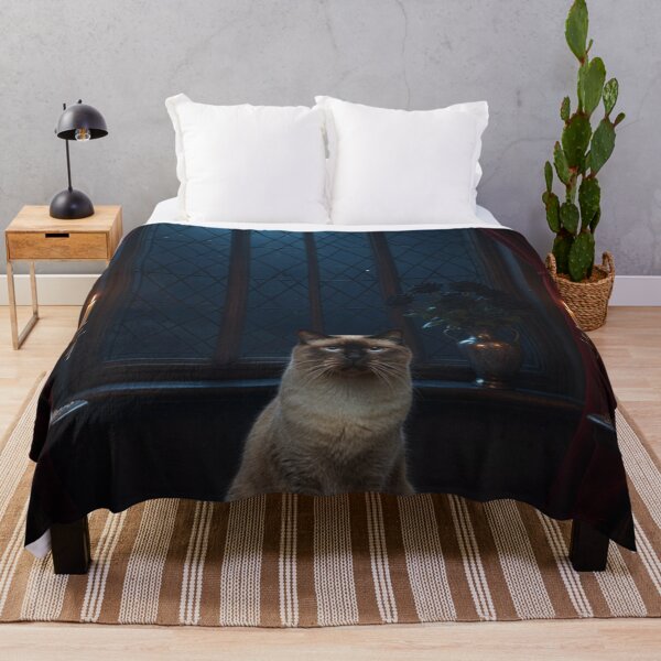 Item preview, Siamese Cat Beneath a Gothic Crescent Moon designed and sold by JanjjaSoulInk.