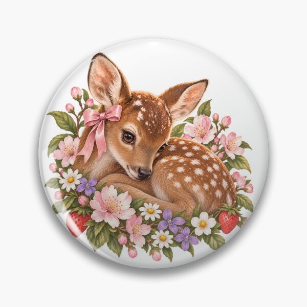Item preview, Sweet Coquette Baby Fawn Clipart | Strawberry & Cherry Blossom Deer Artwork designed and sold by Little Joy Market.