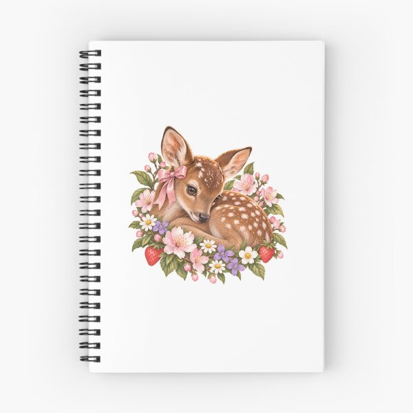 Item preview, Sweet Coquette Baby Fawn Clipart | Strawberry & Cherry Blossom Deer Artwork designed and sold by Little Joy Market.