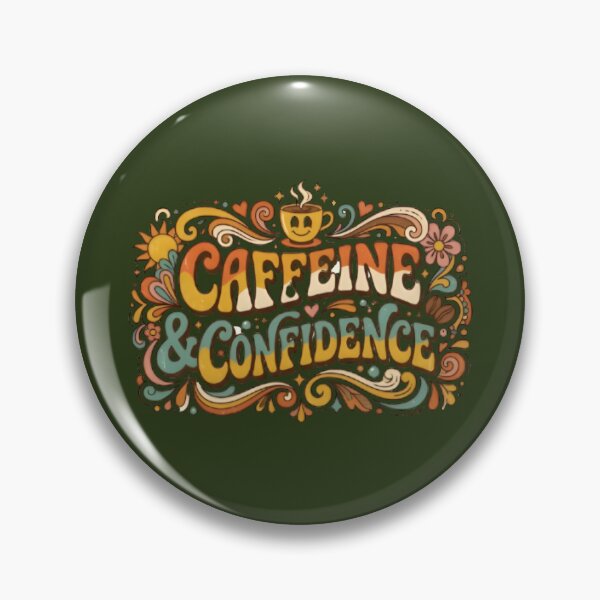 Item preview, Caffeine and Confidence Retro Groovy Coffee Lovers Design designed and sold by eihabo.