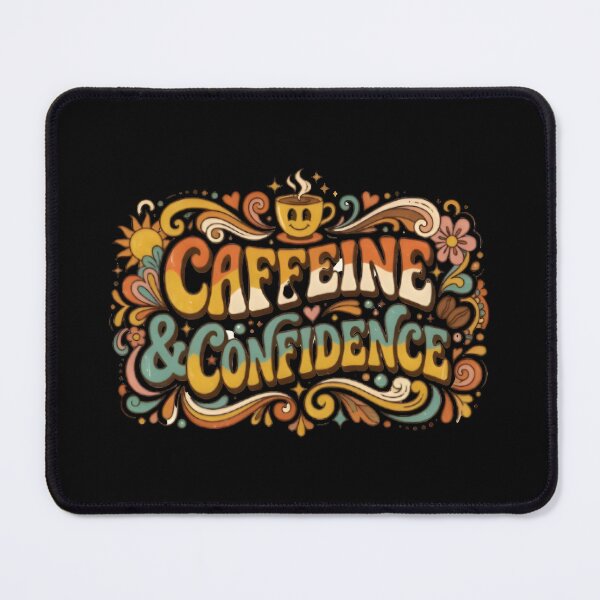 Item preview, Caffeine and Confidence Retro Groovy Coffee Lovers Design designed and sold by eihabo.
