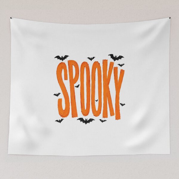 Item preview, Hand-Painted Spooky Halloween Typography with Black Bats designed and sold by The Inspo Edit.
