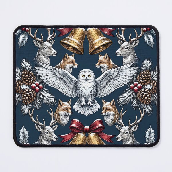 Item preview, Vintage Christmas Woodland Animals Golden Bells Seamless Pattern designed and sold by Holub Art Studio & design.
