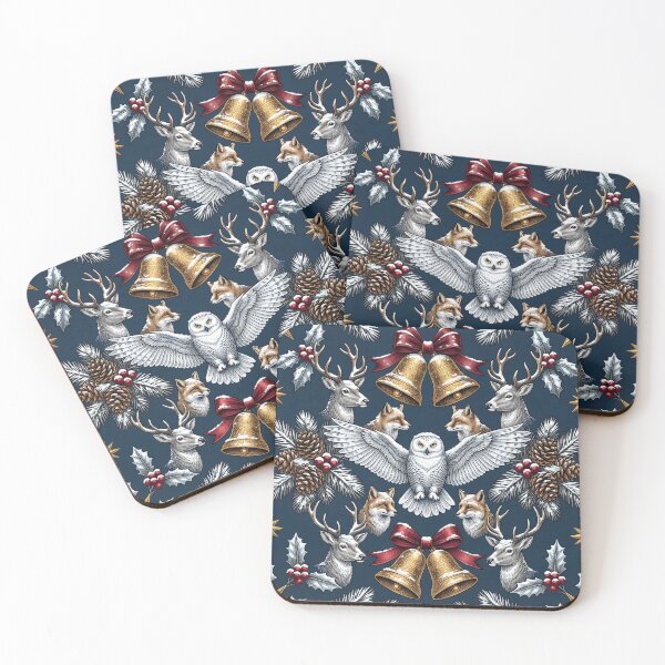 Item preview, Vintage Christmas Woodland Animals Golden Bells Seamless Pattern designed and sold by Holub Art Studio & design.