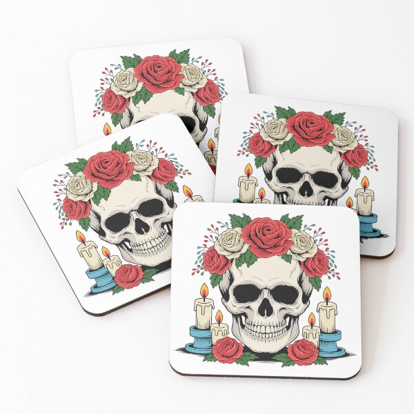 Item preview, Gothic Skull Roses Candles Dark Romantic Halloween Design designed and sold by styleonestaa.