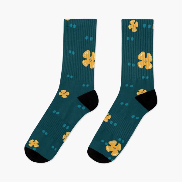 Item preview, Yellow flower print and polka dots designed and sold by Sock Garden.