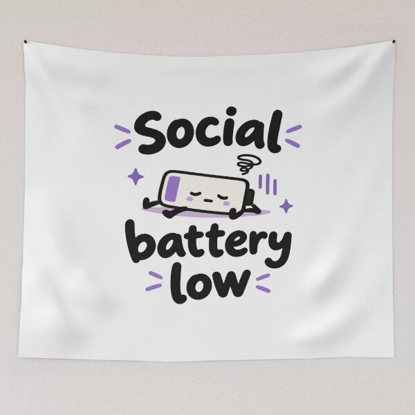 Item preview, Social Battery Low Cute Tired Battery designed and sold by JiG-7.