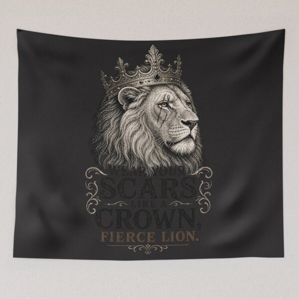 Item preview, Wear Your Scars Like A Crown Fierce Lion Motivational Quote Design designed and sold by Bennie Singh.