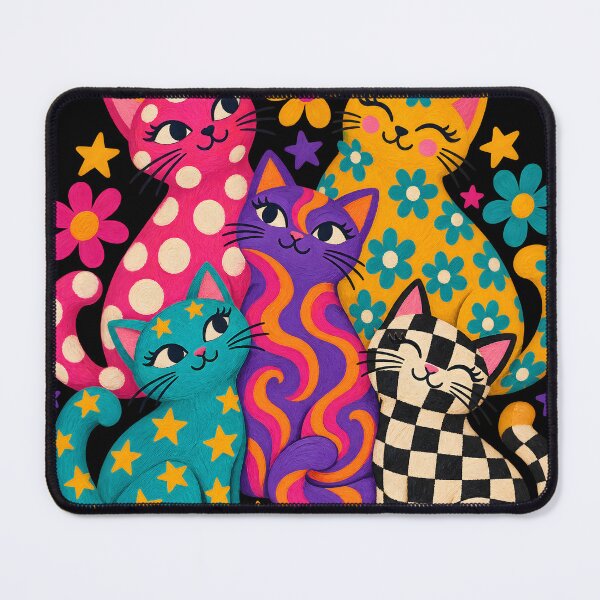 Item preview, Whimsical Colorful Cat Family Patterned Illustration designed and sold by AmiGraph.