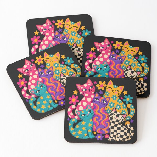 Item preview, Whimsical Colorful Cat Family Patterned Illustration designed and sold by AmiGraph.
