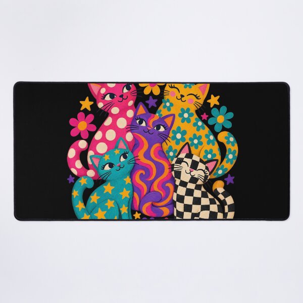 Item preview, Whimsical Colorful Cat Family Patterned Illustration designed and sold by AmiGraph.