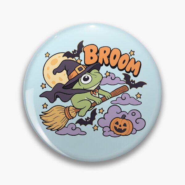 Item preview, Funny Halloween Frog Witch Broomstick Pumpkin Bat Cute Broom designed and sold by ALCOSHIRTS OFFICIAL.