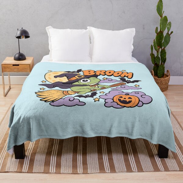 Item preview, Funny Halloween Frog Witch Broomstick Pumpkin Bat Cute Broom designed and sold by ALCOSHIRTS OFFICIAL.