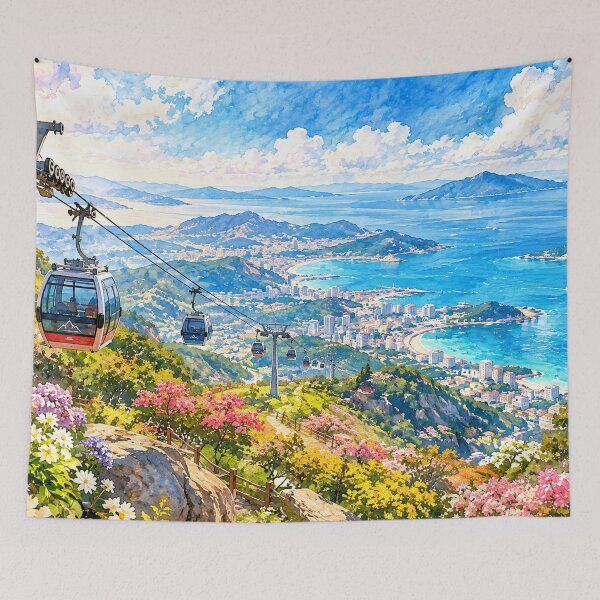 Item preview, Cable Car Coastal Mountain Landscape Painting designed and sold by Mhop2.