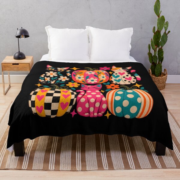 Item preview, Colorful Cats and Patterned Pumpkins Autumn Illustration designed and sold by AmiGraph.