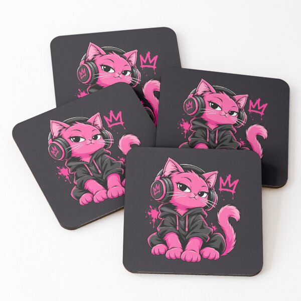 Item preview, Pink Cat with Headphones and Graffiti Crown designed and sold by Infinitee8hirts.