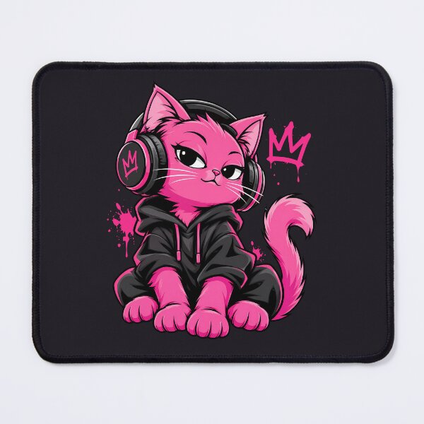Item preview, Pink Cat with Headphones and Graffiti Crown designed and sold by Infinitee8hirts.