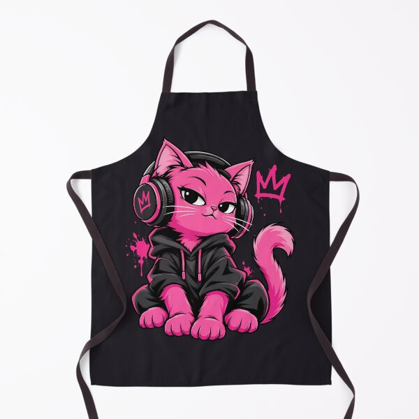 Item preview, Pink Cat with Headphones and Graffiti Crown designed and sold by Infinitee8hirts.
