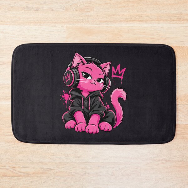 Item preview, Pink Cat with Headphones and Graffiti Crown designed and sold by Infinitee8hirts.