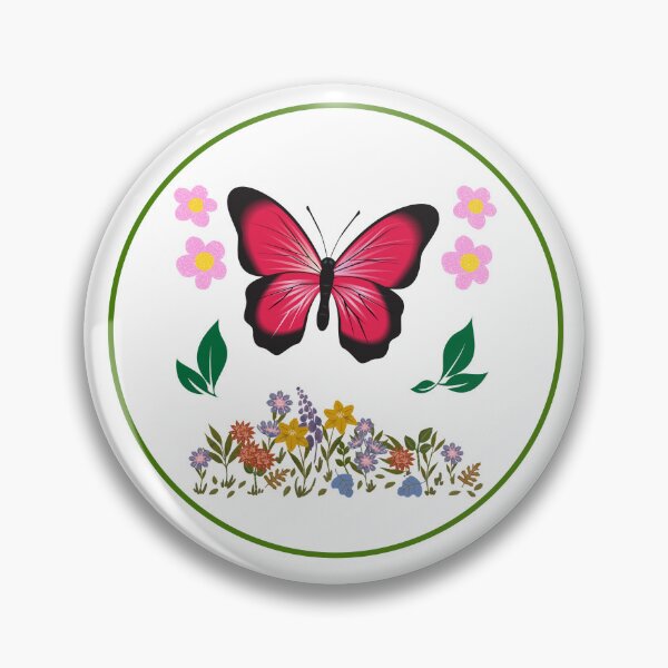 Item preview, Pink Butterfly Floral Botanical Circle designed and sold by Marathidesigns.