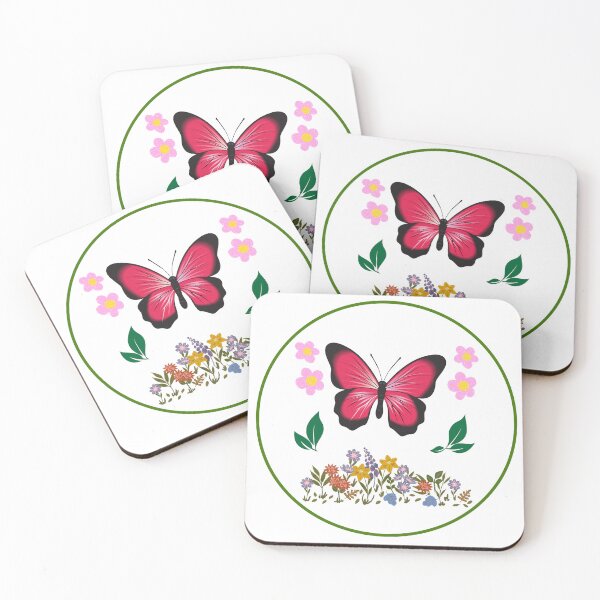 Item preview, Pink Butterfly Floral Botanical Circle designed and sold by Marathidesigns.